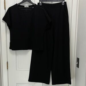 Max Studio Black Wide Leg Pants & Top Set - Size Small